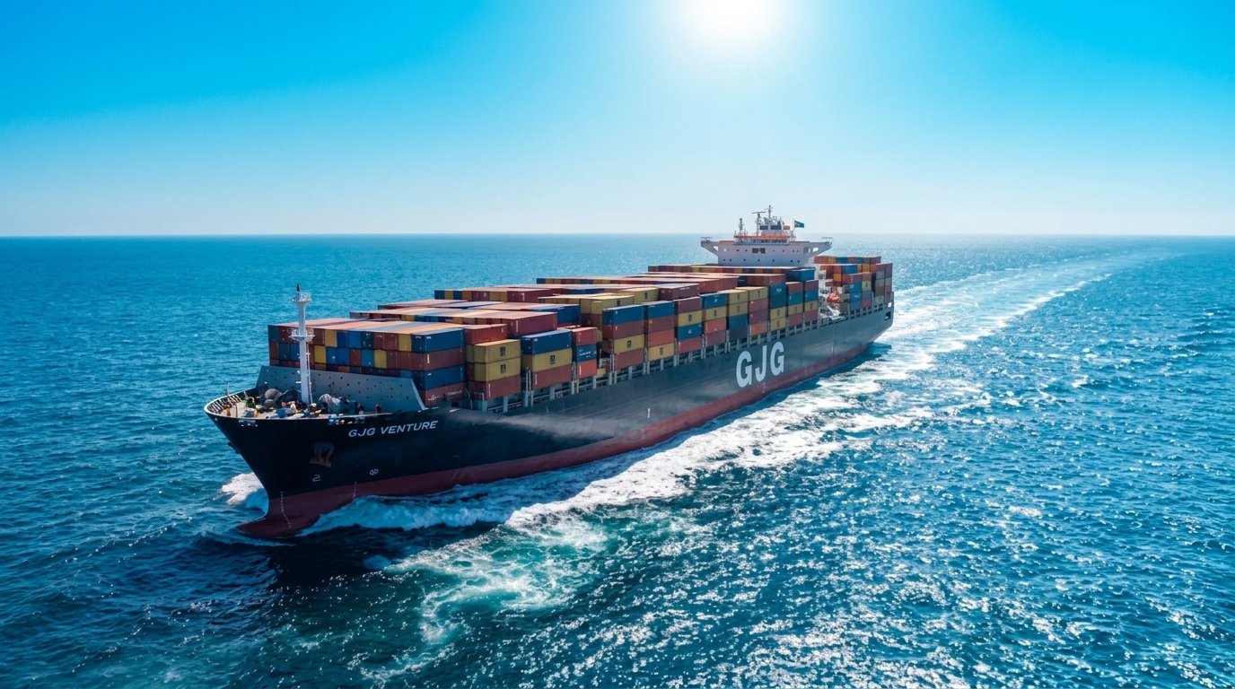 Buque portacontenedores navegando cargado con contenedores de colores